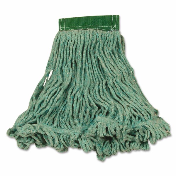 Rubbermaid Commercial Super Stitch Blend Mop Heads, Cotton/Synthetic, Green, Medium, 6PK FGD21206GR00